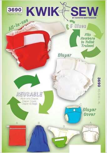Kwik Sew K3690 Diapers Sewing Pattern, Diaper Cover in Saudi Arabia