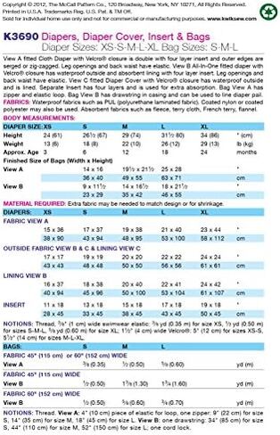 Kwik Sew K3690 Diapers Sewing Pattern, Diaper Cover in Saudi Arabia