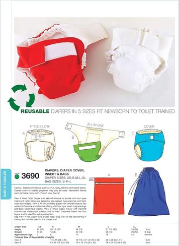 Kwik Sew K3690 Diapers Sewing Pattern, Diaper Cover in Saudi Arabia