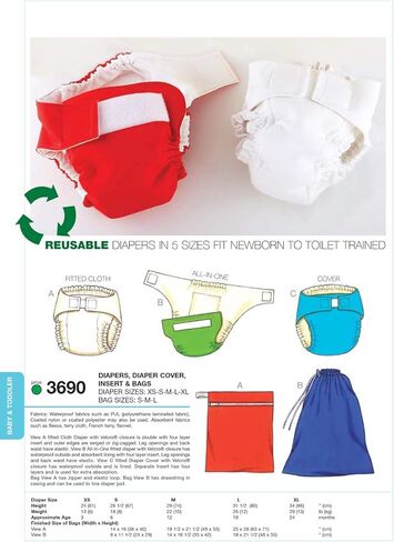 Kwik Sew K3690 Diapers Sewing Pattern, Diaper Cover in Saudi Arabia