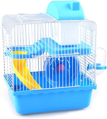 VINGVO Hamster Cage, Hamster Habitat 2 Tier Portable Large Space Animal Home Rodent Gerbil Mouse Mice Rat Wire Cage for Small Animals, Hamster, Guinea Pigs, Rabbits, Golden Bears(Blue) in Kuwait