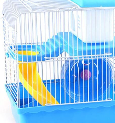 VINGVO Hamster Cage, Hamster Habitat 2 Tier Portable Large Space Animal Home Rodent Gerbil Mouse Mice Rat Wire Cage for Small Animals, Hamster, Guinea Pigs, Rabbits, Golden Bears(Blue) in Kuwait