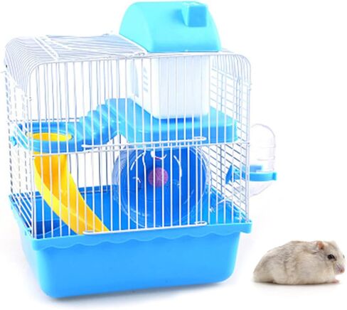 VINGVO Hamster Cage, Hamster Habitat 2 Tier Portable Large Space Animal Home Rodent Gerbil Mouse Mice Rat Wire Cage for Small Animals, Hamster, Guinea Pigs, Rabbits, Golden Bears(Blue) in Kuwait