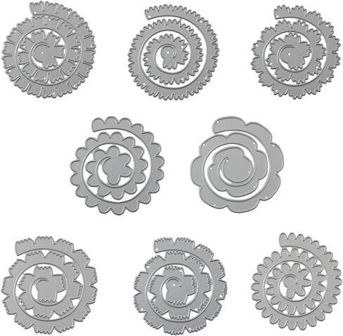 XGNG 8pcs Embossed Carbon Steel Cutting Die 3D Flower Spiral Metal Cutting Die for Paper Handicraft in Saudi Arabia