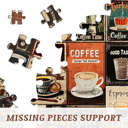Vintage Coffee Collage Puzzles for Adults 1000 Pieces, PICKFORU Breakfast Food Jigsaw Puzzle Coffee Latte, Hard Difficult Retro Poster Theme for Home Wall Decor in Saudi Arabia