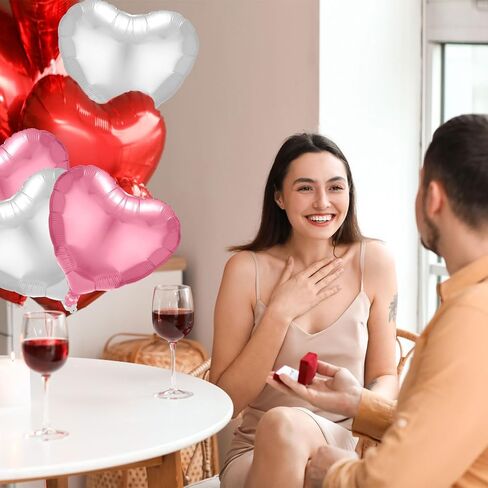 20 Pcs 24 in Heart Shape Foil Balloons for Valentine‘s Day Decorations Heart Love Balloons for Wedding Engagement Birthday Baby Shower Party Romantic Decorations(Pink, Red, White) in Saudi Arabia