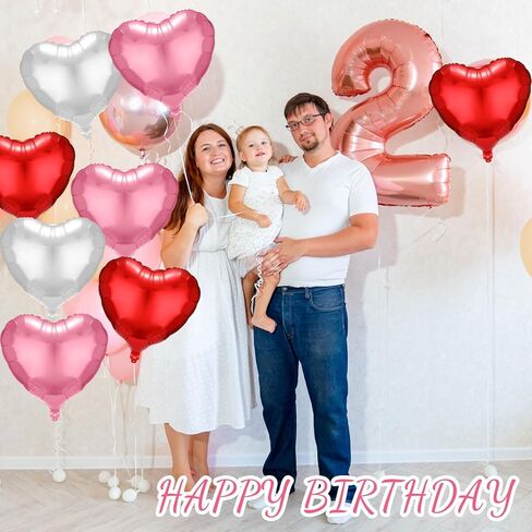 20 Pcs 24 in Heart Shape Foil Balloons for Valentine‘s Day Decorations Heart Love Balloons for Wedding Engagement Birthday Baby Shower Party Romantic Decorations(Pink, Red, White) in Saudi Arabia