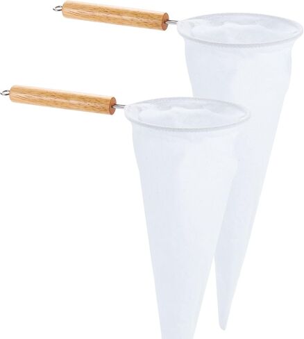 uxcell 2Pcs Coffee Pour Over Filters, Flannel Cloth Filter Bags with Wood Handle, Reusable Handmade Coffee Sock Strainer, White in Saudi Arabia