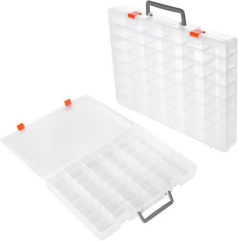 2 PCS 48 Grids Plastic Organizer Container Storage Box, Clear compartment Storage Boxes, Large Storage Box with Adjustable Dividers for Bead Button Jewelry Small Parts DIY Accessories in Saudi Arabia