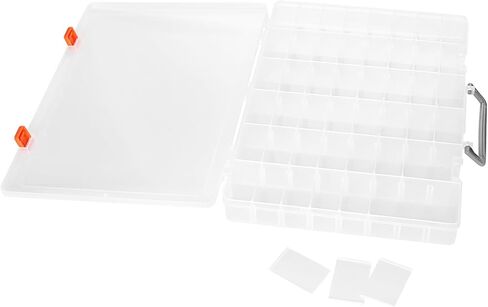 2 PCS 48 Grids Plastic Organizer Container Storage Box, Clear compartment Storage Boxes, Large Storage Box with Adjustable Dividers for Bead Button Jewelry Small Parts DIY Accessories in Saudi Arabia
