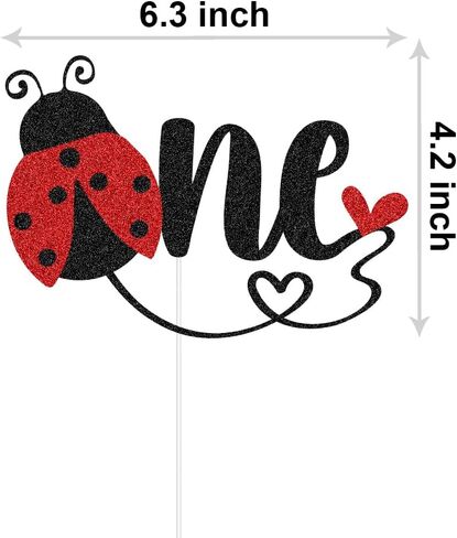 قطعة علوية لكعكة واحدة من Ladybug، زينة لحفلات عيد الميلاد الأول بموضوع الحشرات، تتحول الخنفساء الصغيرة إلى ديكور حفلة واحدة، أسود وأحمر لامع in Saudi Arabia