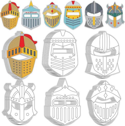 36 Set Medieval Knight Armor Coloring Mask Craft for Kids Color Your Own Paper DIY Kit Religious Bible Armor of God Knight Mask Crafts Helmet of Salvation Craft for Fun Home Activities Party Supplies in Saudi Arabia