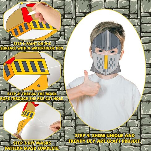 36 Set Medieval Knight Armor Coloring Mask Craft for Kids Color Your Own Paper DIY Kit Religious Bible Armor of God Knight Mask Crafts Helmet of Salvation Craft for Fun Home Activities Party Supplies in Saudi Arabia