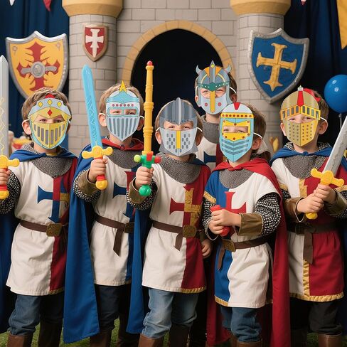 36 Set Medieval Knight Armor Coloring Mask Craft for Kids Color Your Own Paper DIY Kit Religious Bible Armor of God Knight Mask Crafts Helmet of Salvation Craft for Fun Home Activities Party Supplies in Saudi Arabia