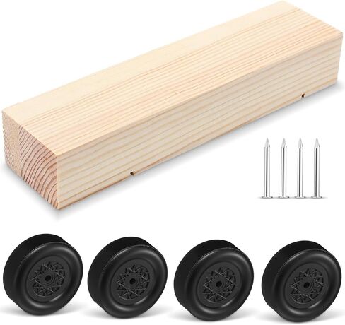 Pinkunn 9 Pcs/ 1 Sets Pinewood Car Kit Wooden Derby Race Cars, Includes 1 Pine Block, 4 Wheels, and 4 Metal Axle Pins for DIY Crafts Car Toys in Saudi Arabia