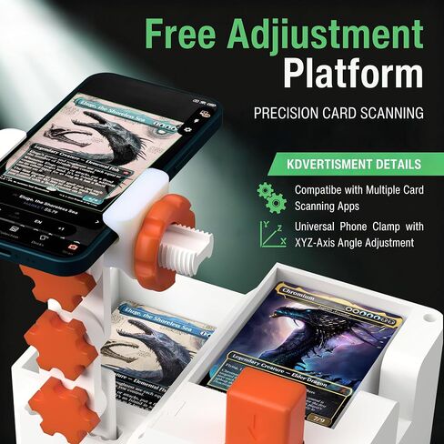 Card Scanner Pro: ماسح ضوئي تلقائي متقدم للبطاقات وقاذفة لبطاقات MTG/TCG والبطاقات الرياضية - حامل قابل لضبط الارتفاع مع مشبك عالمي، ملحق أساسي لبطاقة التداول in Kuwait