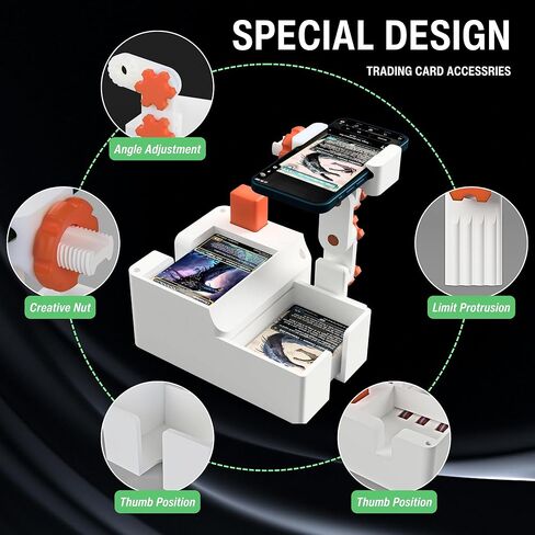 Card Scanner Pro: ماسح ضوئي تلقائي متقدم للبطاقات وقاذفة لبطاقات MTG/TCG والبطاقات الرياضية - حامل قابل لضبط الارتفاع مع مشبك عالمي، ملحق أساسي لبطاقة التداول in Kuwait
