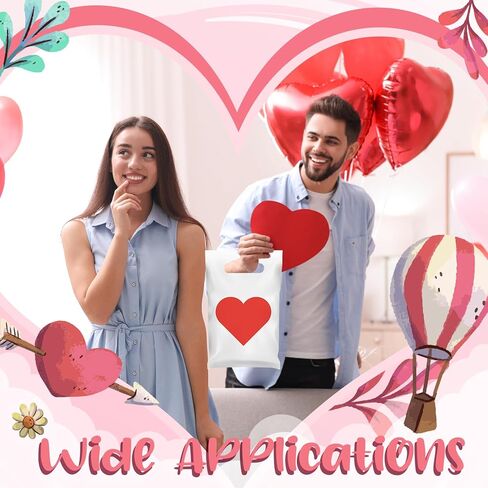 Janlaugh 100 Pieces Valentine's Day Plastic Gift Bags with Handles Bulk Small Red Heart Goodie Treat Candy Bags for Valentines Party Favors Celebrations in Saudi Arabia