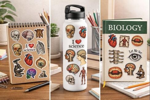 50 PCS Vintage Anatomy Stickers, Biology & Organ Sticker Pack for Medical Student Gifts, Notebook and Laptop Decoration in Kuwait
