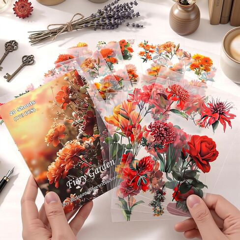 كتاب ملصقات الزهور الشفاف Morning Dew Bloom، 20 ورقة 168 قطعة جميعها فريدة من نوعها، ملصقات زهرية بيضاء ووردية وصفراء لسجلات القصاصات وبطاقات مخطط المجلات غير المرغوب فيها ومغلفات ولوحة الرؤية in Kuwait