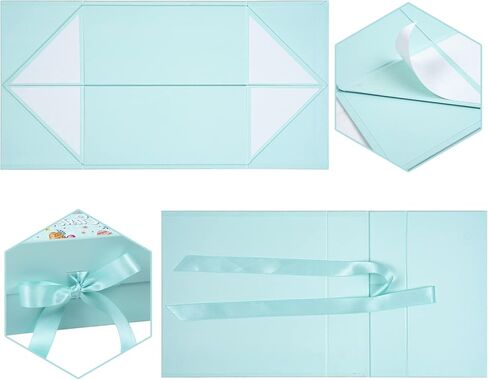 قطعة واحدة من صندوق هدايا عيد الفصح السعيد مقاس 8 × 8 × 10 سم من WRAPAHOLIC مع شريط من الساتان، صندوق هدايا قابل للطي مع إغلاق مغناطيسي وقطعتين من المناديل الورقية البيضاء، مثالية لتغليف هدايا عيد الفصح in Saudi Arabia