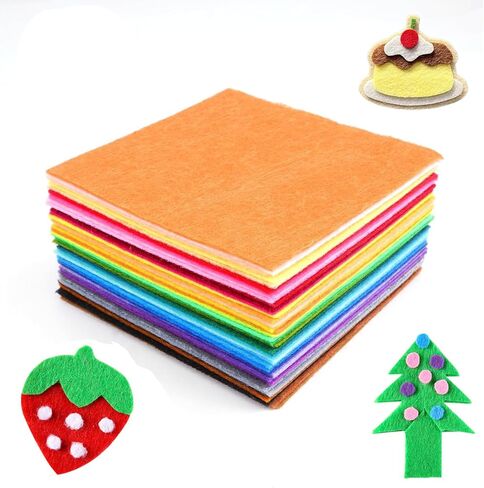 40pcs Felt Fabric Sheet 4"x4" Assorted Color Craft Squares Nonwoven for DIY Sewing Crafts,Patchwork,Decoration(Colorful) in Saudi Arabia