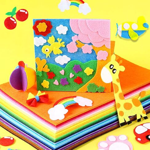 40pcs Felt Fabric Sheet 4"x4" Assorted Color Craft Squares Nonwoven for DIY Sewing Crafts,Patchwork,Decoration(Colorful) in Saudi Arabia