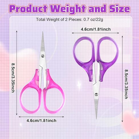 2 Pcs Small Craft Scissors Set, Mini Sewing Scissors with Protective Cover, Precision Tiny Scissor for Scrapbooking Supplies (Pink, Purple) in Saudi Arabia