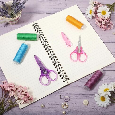 2 Pcs Small Craft Scissors Set, Mini Sewing Scissors with Protective Cover, Precision Tiny Scissor for Scrapbooking Supplies (Pink, Purple) in Saudi Arabia