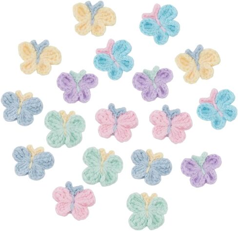 FREEBLOSS 18Pcs Crochet Butterfly Applique Handmade Crocheted Butterfly Embellishments Colorful Sew On Patches Crochet Knitted Handmade Applique for Clothes, Bags Arts Crafts DIY Decor 1.38'' in Saudi Arabia