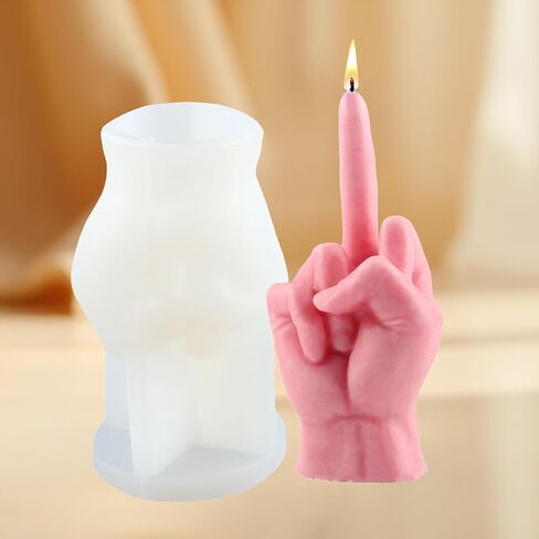 Hand Shaped Candle Silicone Molds Gesture Candle Mold Middle Finger Gesture Candles Molds Middle Finger Resin Casting Mold for Candles Home Decorate Making Wax Resin Clay Craft in Saudi Arabia