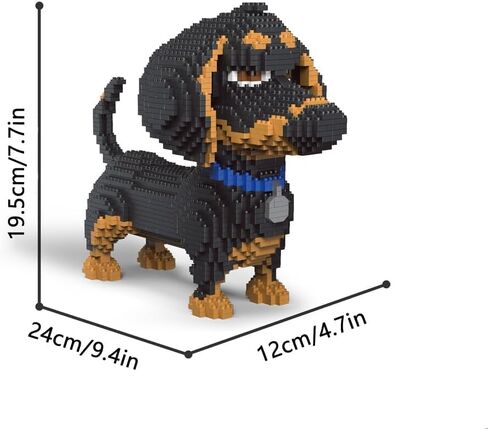 احتفل بحبك للكلاب مع مجموعة مكعبات بناء صغيرة الحجم بطول 9 بوصة من طراز Dachshund - ألعاب تعليمية وترفيهية in Kuwait