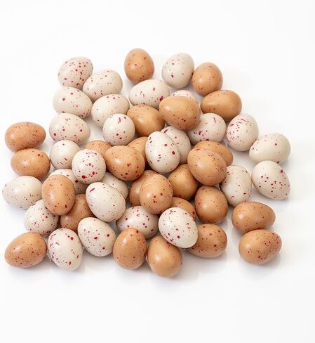 40PCS Artificial Easter Eggs Mini Resin Easter Eggs Figurines Miniature Fake Bird Eggs Vase Filler for Easter Party DIY Wreath Desktop Decor (White+Brown) in Kuwait