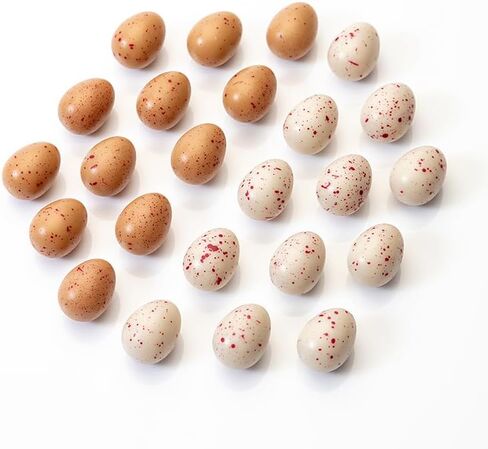 40PCS Artificial Easter Eggs Mini Resin Easter Eggs Figurines Miniature Fake Bird Eggs Vase Filler for Easter Party DIY Wreath Desktop Decor (White+Brown) in Kuwait