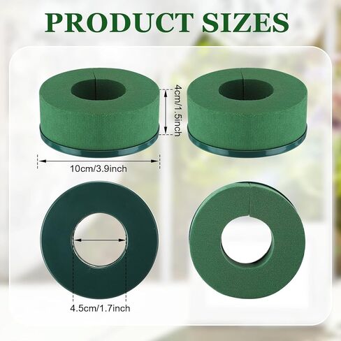 Wonderjune 12 Pcs Mini Floral Foam Holder for Wine Bottle Topper Green Flower Foam Round with Base Flower Arrangement Supplies for Wedding Party Table Decoration Wine Bottle Decor (3.9 x 1.8") in Saudi Arabia