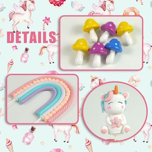 Unicorn Cake Topper Rainbow Cake Decorations with Rainbow Butterflies Mushrooms Flowers for Unicorn Themed Birthday Supplies in Saudi Arabia