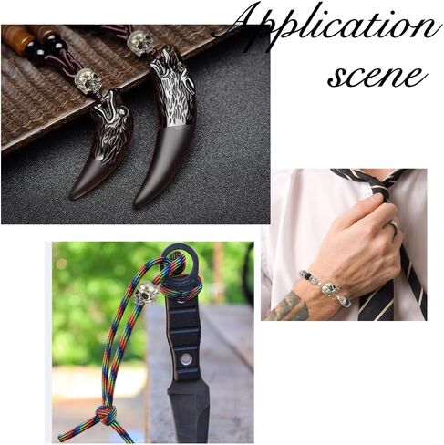 SUPERFINDINGS 4 قطعة خرز على شكل جمجمة ثقب كبير 5.5 مللي متر خرز سكين الحبل حبة Paracord خرزة فضية عتيقة لصنع سوار سلسلة المفاتيح ذاتية الصنع in Kuwait