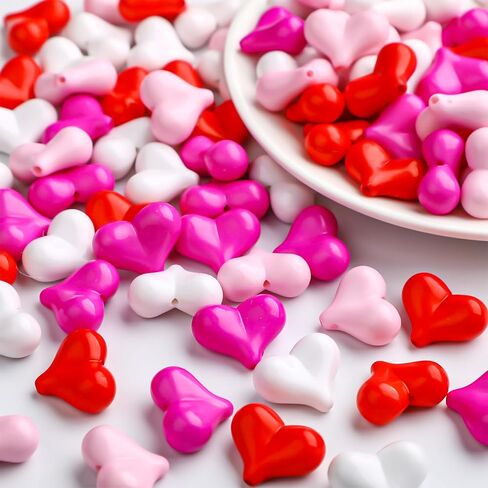 Suzile 100 Pcs Valentine Acrylic Heart Beads 22mm Heart Colorful Glass Beads for Hair Bracelet Necklace Jewelry Key Chains Making DIY Crafts Birthday Gifts, Solid Color(Uv Plating Colors) in Saudi Arabia