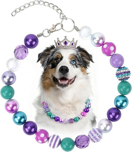 BWOGUE Dog Necklace Collar, 20mm Chunky Bubblegum Beads Adjustable Necklace, Elegant Adjustable Collar Jewellery Accessories for Dogs, Daily Wear & Party Jewelry (2XL,19.0"-22.0") in Saudi Arabia