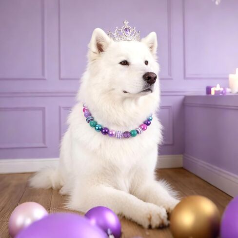 BWOGUE Dog Necklace Collar, 20mm Chunky Bubblegum Beads Adjustable Necklace, Elegant Adjustable Collar Jewellery Accessories for Dogs, Daily Wear & Party Jewelry (2XL,19.0"-22.0") in Saudi Arabia