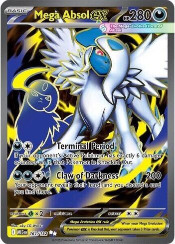بوكيمون - Mega Absol ex - 161/132 - ME01: Mega Evolution (MEG) - نادر جدًا - فن كامل - بطاقة واحدة in Kuwait