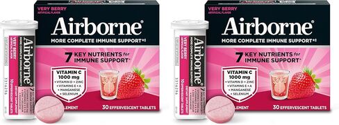 Airborne Elderberry + Zinc & Vitamin C Effervescent Tablets, Immune Support Supplement With Powerful Antioxidant Vitamins A C E, 20 Fizzy Drink Tablets, Elderberry Flavor in Kuwait