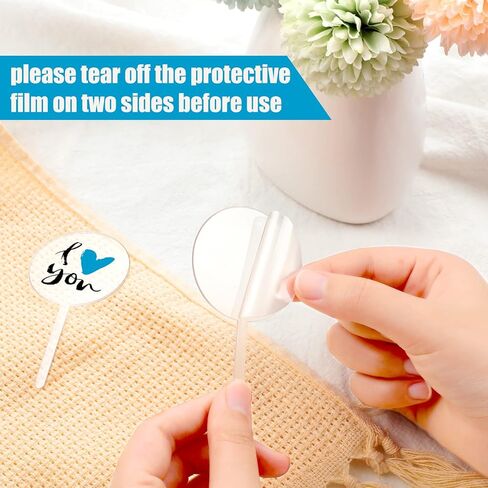 Yulejo 48 Pcs 2 Inch Blank Cupcake Toppers Sticks DIY Circle Clear Cupcake Picks Make Your Own Mini Cake Topper Sticks for Birthday Wedding Baby Shower Festival in Saudi Arabia