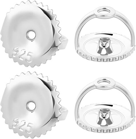 Beebeecraft 1 Box 4Pcs Screw Earring Backs for Threaded Post 925 Sterling Silver Screw On Earring Backs for Diamond Studs (Hole: 0.7~1mm) in Saudi Arabia