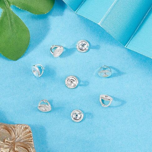 Beebeecraft 1 Box 4Pcs Screw Earring Backs for Threaded Post 925 Sterling Silver Screw On Earring Backs for Diamond Studs (Hole: 0.7~1mm) in Saudi Arabia