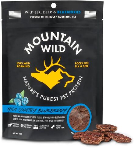 مكافآت الكلاب متعددة الأغراض من High Country Blueberry Elk & Venison - وجبات خفيفة طبيعية خالية من الحبوب للكلاب والجراء - بروتين للتدريب والمكافأة - بدون مواد حشو أو مواد حافظة صناعية، 8 أونصة، عبوة واحدة in Kuwait
