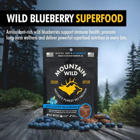 مكافآت الكلاب متعددة الأغراض من High Country Blueberry Elk & Venison - وجبات خفيفة طبيعية خالية من الحبوب للكلاب والجراء - بروتين للتدريب والمكافأة - بدون مواد حشو أو مواد حافظة صناعية، 8 أونصة، عبوة واحدة in Kuwait