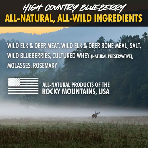 مكافآت الكلاب متعددة الأغراض من High Country Blueberry Elk & Venison - وجبات خفيفة طبيعية خالية من الحبوب للكلاب والجراء - بروتين للتدريب والمكافأة - بدون مواد حشو أو مواد حافظة صناعية، 8 أونصة، عبوة واحدة in Kuwait