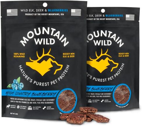 مكافآت الكلاب متعددة الأغراض من High Country Blueberry Elk & Venison - وجبات خفيفة طبيعية خالية من الحبوب للكلاب والجراء - بروتين للتدريب والمكافأة - بدون مواد حشو أو مواد حافظة صناعية، 8 أونصة، عبوة واحدة in Kuwait