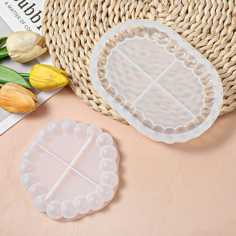 2PCS Cloud Shape Silicone Tray Mold, Resin Tray Mold for Resin Coaster Molds Epoxy Casting Mould Concrete Jewelry Trinket Vanity Candle Holder Molds for DIY Handmade Decoration Art Craft Home Decor in Saudi Arabia